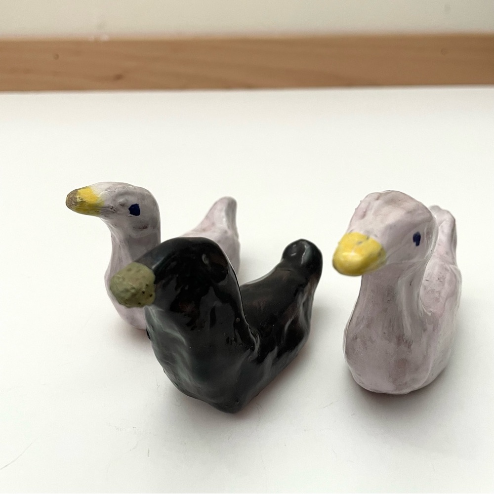 3 vintage primitive redware pottery birds ducks geese - Picture 4 of 14